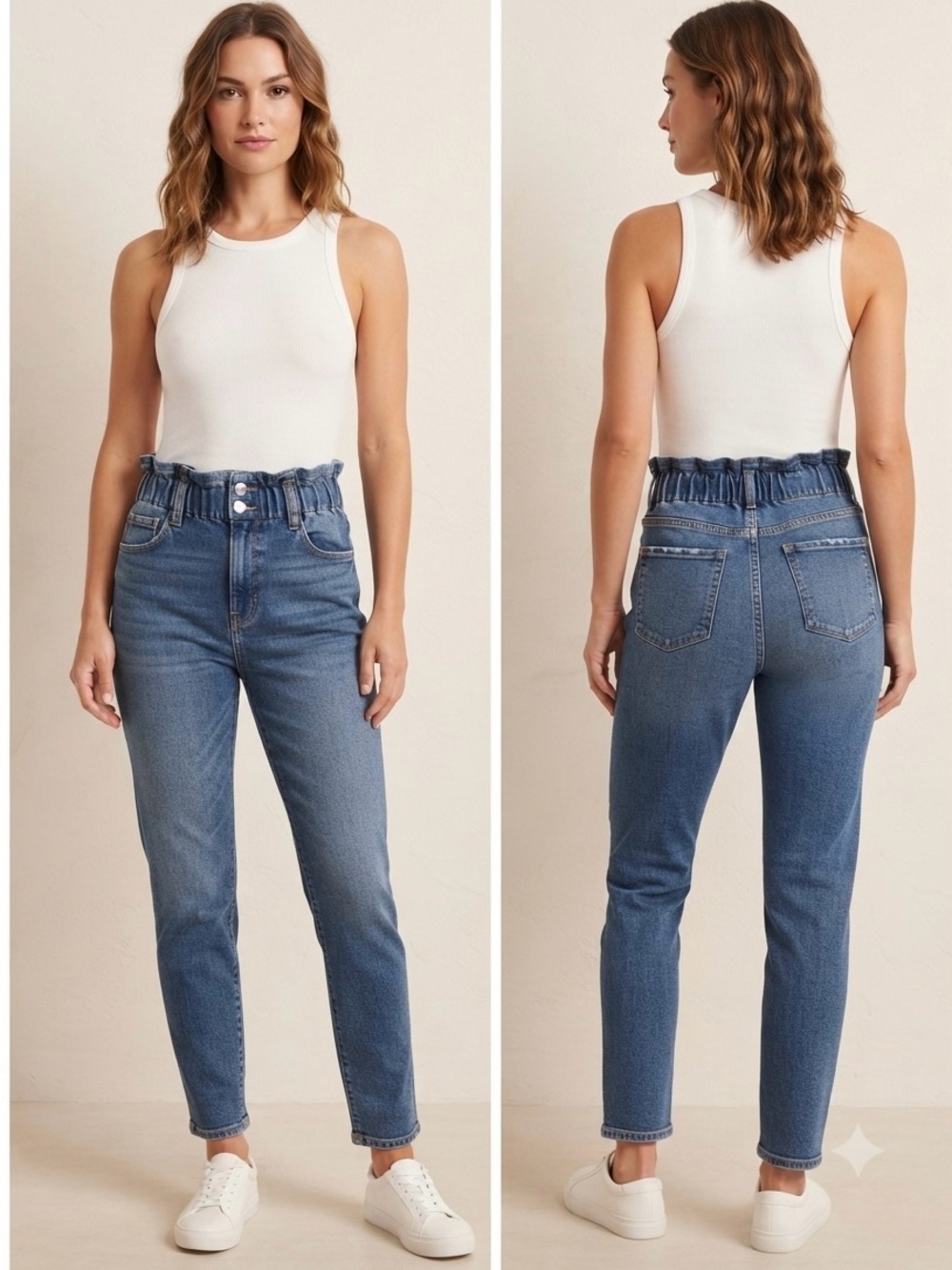 wild fable Blue High-Rise Paperbag Waist Jeans